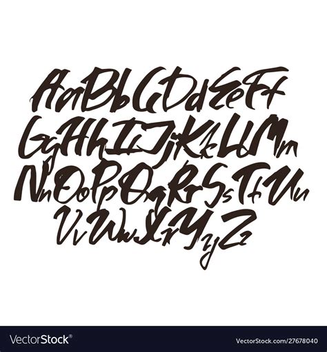 Alphabet Letters Black Handwritten Font Drawn Vector Image