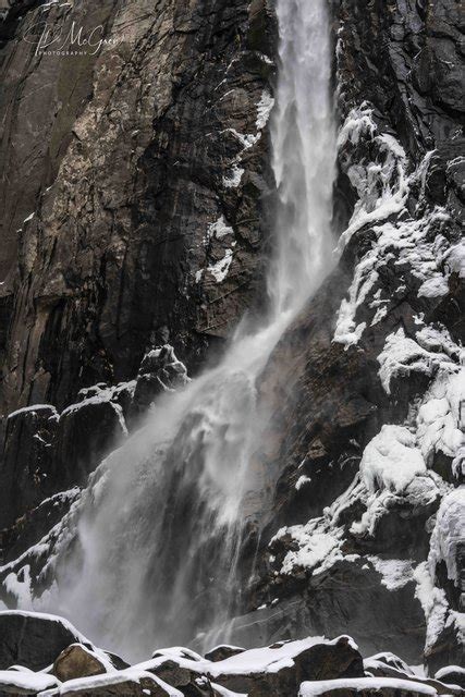 Yosnp0065 Yosemite Waterfall Crashing Onto Snow Covered Boulders 3