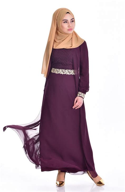 Sefamerve Women S Guipure Detailed Chiffon Islamic Clothing Evening