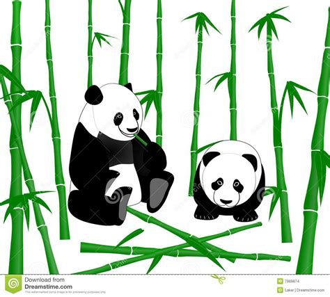 Chinese Giant Panda Eating Bamboo Shoots Stock Illustration