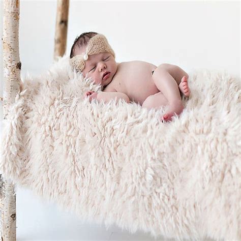 Newborn Faux Fur Wrap Baby Photography Props Blanket Newborn Basket