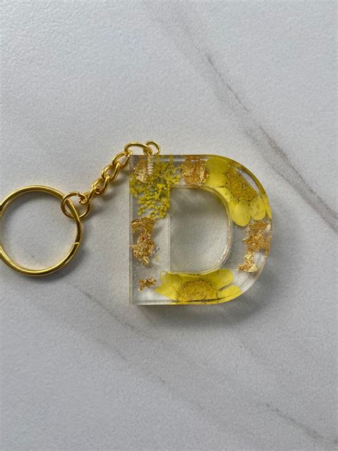 Personalized Resin Letter Keychain Etsy