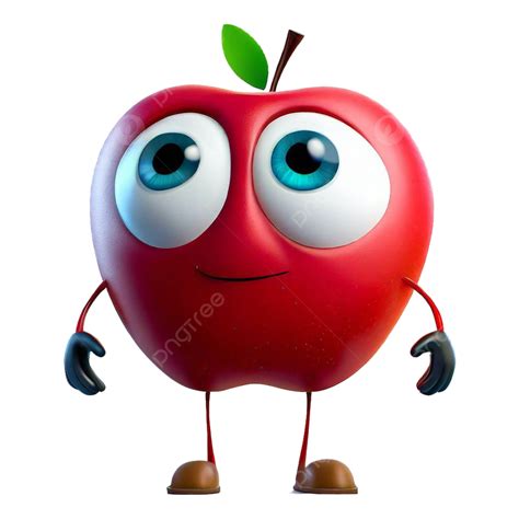 3d Red Apple Fruit Character Apple Ai Apple Ai 3d Apple Png