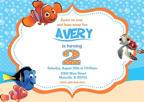 Free Printable Finding Nemo Birthday Invitations