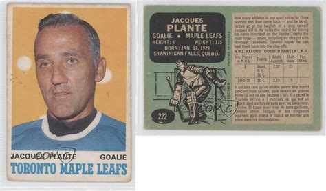 1970 71 O Pee Chee 222 Jacques Plante Toronto Maple Leafs