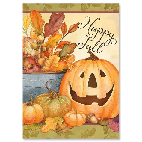 Happy Fall Thanksgiving Greeting Cards Set Of 8 Includes Sentiments