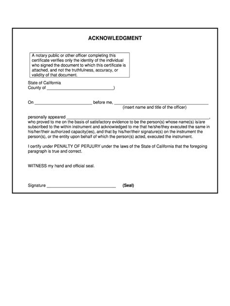 Ca Acknowledgement Form Fill Out And Sign Printable Pdf Template