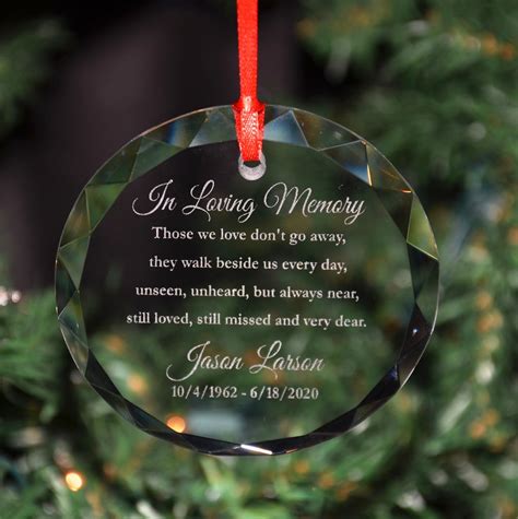 Personalized Engraved Memorial Crystal Christmas Ornament Etsy