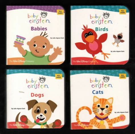 Baby Einstein Lot Of 4 New Miniature Board Books Dogs Cats Babies