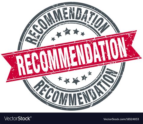 Recommendation Round Grunge Ribbon Stamp Vector Image