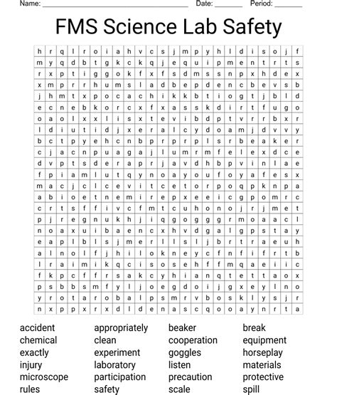 Fms Science Lab Safety Word Search Wordmint