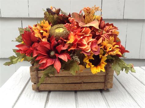 Rustic Thanksgiving Floral Arrangement Fall Color Sunflowers Etsy