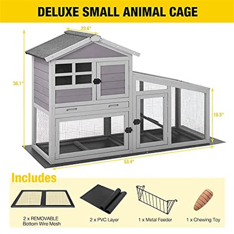 Aivituvin Rabbit Hutch Outdoor Indoor Rabbit Cage With Pull Out Tray
