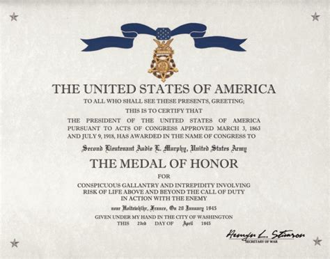 Audie Murphy Congressional Medal Of Honor
