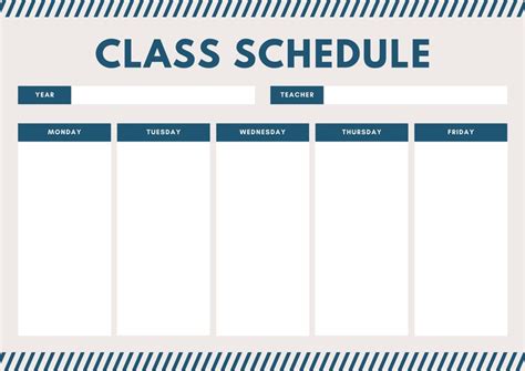 Blue And Beige Lines Class Schedule Templates By Canva