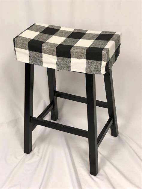 Fitted saddle stool seat cushion Buffalo Check Saddle stool | Etsy | Saddle seat bar stool ...