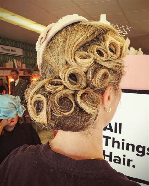 1940s Vintage Pin Curl Swirly Up Do Hairstyle Styled At Goodwood