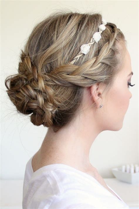 This group is for photos of braided hair. Braided Updo With A Flower Crown · How To Style A Crown ...
