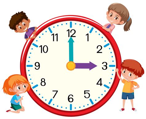 Children And Clock On White Bankground 606314 Vector Art At Vecteezy