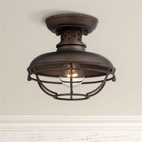 Franklin Iron Works Rustic Outdoor Ceiling Light Fixture Bronze 8 12