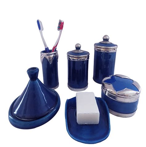 Buy blue bathroom accessory sets online at thebathoutlet � free shipping on orders over $99 shop our selection of blue bathroom accessory sets and get free shipping on all orders over $99! Luxury Blue/Silver Bathroom Vanity Accessories Moroccan ...