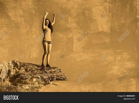 Acrophobia Tall Woman Image And Photo Free Trial Bigstock
