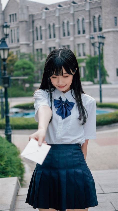 Japanese Student Uniform Girl Poses Asian Girl Cute Asian Girls