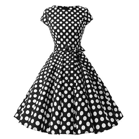 50s 60s Polka Dot Vintage Retro Women Dress Short Sleeve O Neck Female Casual A Line Vestido