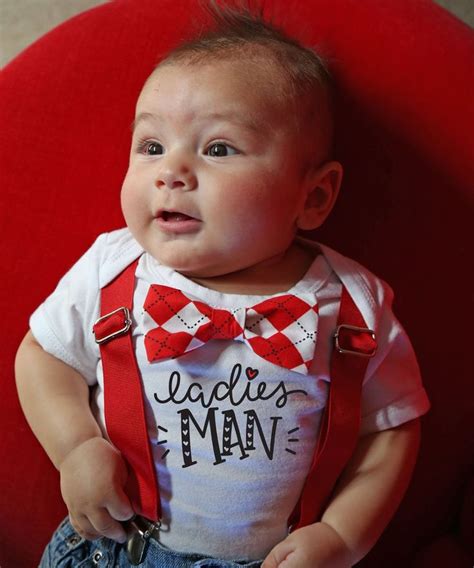 Baby Boy Valentines Day Outfit Argyle Bow Tie Ladies Man In 2021 Baby