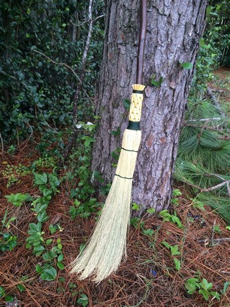 Gorgeous Appalachian Broom Artisan Handmade Hunter Green Cording Wizard