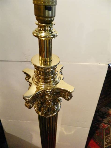 19th Century Polished Brass Telescopic Floor Lamp With