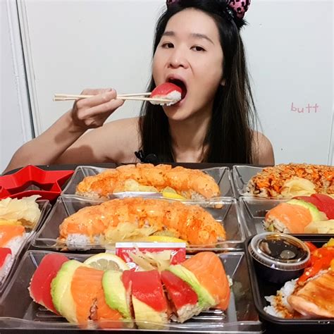 100 sushi mukbang whole food sushi platters eating show w asmr seafood sushi eating