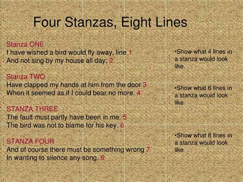 From italian stanza ˈstantsa, room) is a grouped set of lines within a poem, usually set off from others by a blank line or indentation. PPT - What is Poetry? PowerPoint Presentation, free download - ID:3546755