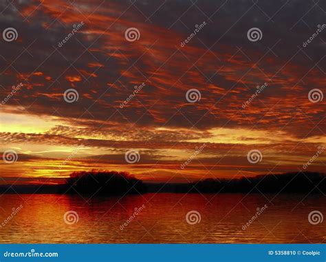 Dramatic Red Sunset At The Lake Stock Photo Image Of Beautiful