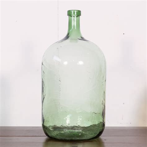 Large 19th Century French Demijohn Or Carboy Handblown Green Glass Bottle