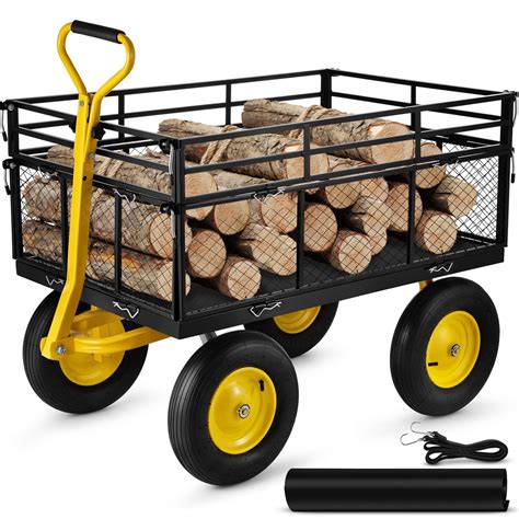 Vevor Heavy Duty Steel Garden Cart Lawn Utility Cart W Removable Sides