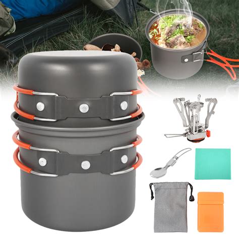 Camping Cookware Set With Stove And Pan For 1 2 People