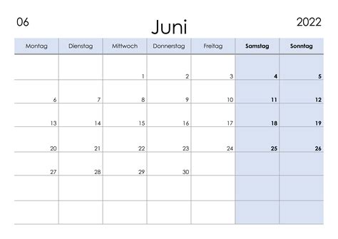 Kalender Juni 2022 Kleine Ziffern Im Querformat Kalendersu