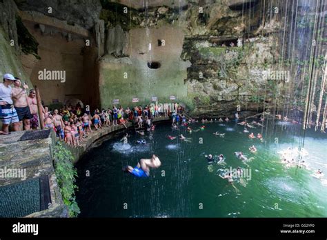 Cenote Ikkil Is A Popular Sinkhole Tourist Attraction On The Yucatan