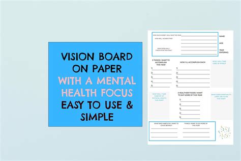 One Page Vision Board With Mental Health Tips Digital Etsy