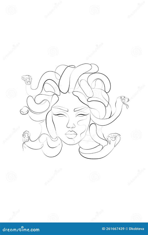 Medusa Greek Mythology Minimal One Line Female Face Stock Vector Illustration Of Continuous