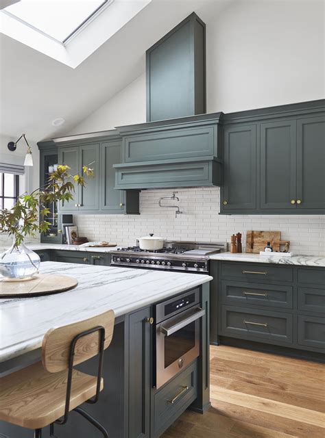 Portland Kitchen Reveal With Dark Green Cabinets Subway Tile Marble