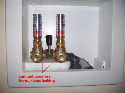 Place the leak sensor on the floor beneath the washer shutoff valves. Leaking Oatey Washing Machine Shutoff Valve - Plumbing ...
