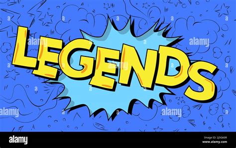 Legends Word Written With Childrens Font In Cartoon Style Stock