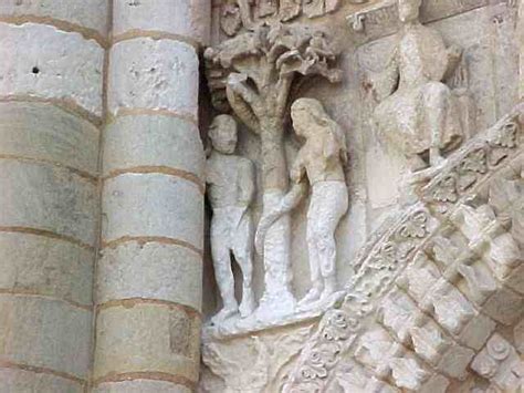 Detail Showing Adam And Eve From Facade Of Notre Dame At Poitiers 1086