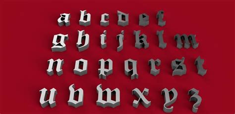 3d Printed Old English Font Lowercase 3d Letters Stl File By 3dletters