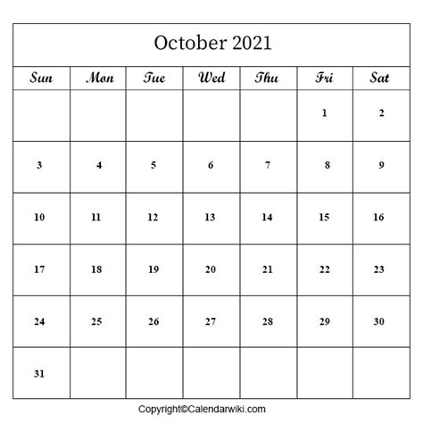 Free October 2021 Printable Calendars Editable And Blank