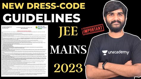 New Dress Code And Exam Day Guidelines Jee Mains 2023 Jee Main Documents Advisory Nta Jee