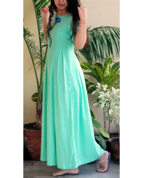 You can see that mostly girls prefer to there are many different shades of green dresses from which you can easily choose the one that you like. Aqua green maxi dress by Label Shivani Vyas | The Secret Label