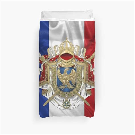 greater coat of arms of the first french empire over flag of france duvet cover by captain7